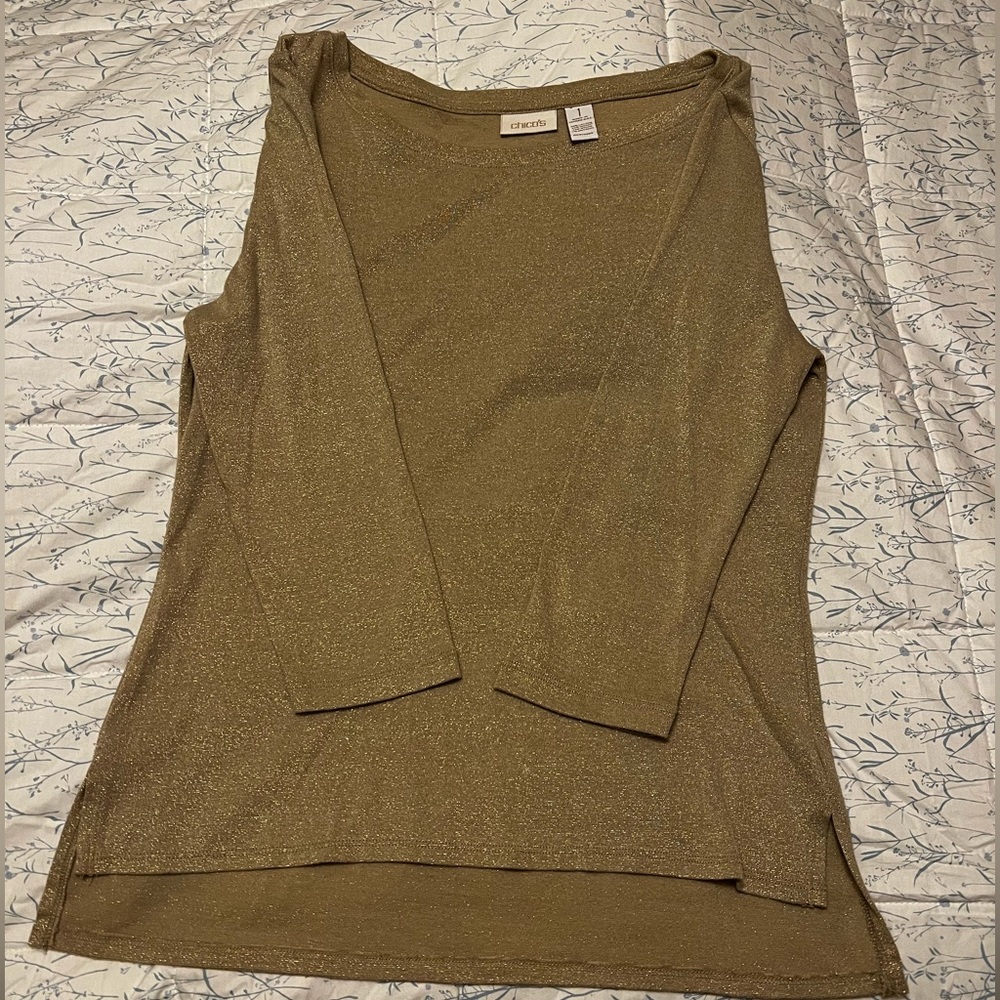 Chico’s Size 1, glittery gold sweater